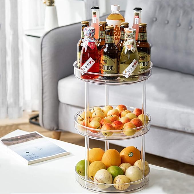 Non-Skid 3 Tier Lazy Susan Turntable - 360 Degree Rotating Spice Rack for Kitchen, Cabinet & Pantry