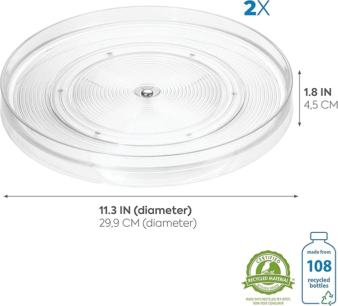 iDesign Linus Turntable Kitchen, Pantry or Countertop Organization, 11 Inches, Clear