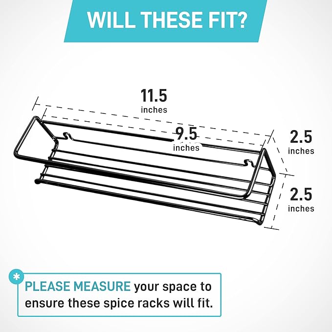 Spice Rack Wall Mounted 4 Tier – Space-Saving Kitchen Spice Organizer for Seasonings – Screw or Adhesive Hanging – Wall Mount Hanging Spice Rack for Wall, Cabinet, Pantry Door – Black