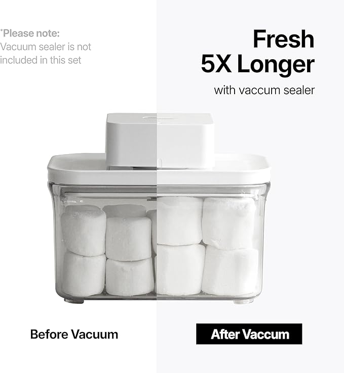 Premium Airtight Food Storage Containers, Mini Square 3pc/set(0.32qt), Smart One-Click Seal Lid, No Hinges, 100% Leak Proof, BPA-FREE, Dishwasher, Freezer & Microwave Safe