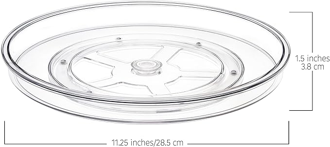 11" Lazy Susan Organizer. 2 Pack Clear Plastic Rotating Trays for Cabinets, Fridge, Pantry, Bathroom, Under Sink, Vanity, Countertops