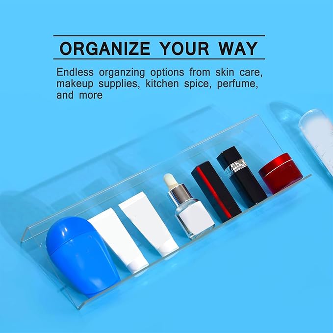 Drawer Organizer Set,4 Tier- 8 Pack Acrylic Seasoning Organizer, Kitchen Organizers and Storage, Makeup Organizer,Expandable From 13'' to 26'' Trays with Angled Dividers for Vanity Drawer,Bathroom