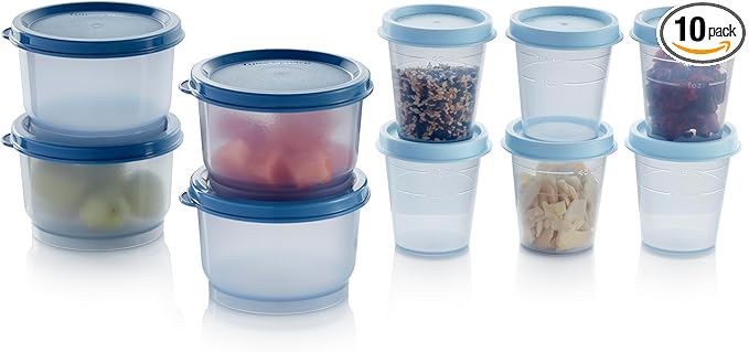 Tupperware Super Snack 10 Container Food Storage Set, Dishwasher Safe and BPA Free (10 Containers, 10 Lids)
