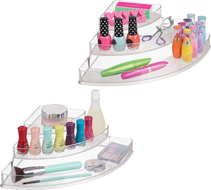 iDesign Corner Spice Rack Organizer for Countertop, Pantry, or Cabinet - Set of 2 - Clear