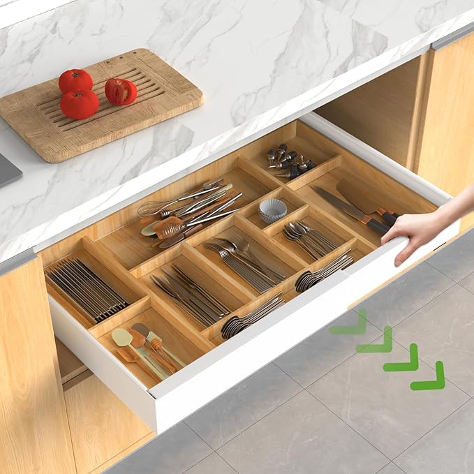Pull out Cabinet Organizer, Expandable(12.2"-20.5") Heavy Duty Slide Out Drawers, Fixed with Adhesive Nano Film or Screw, Roll out Shelf Storage for Kitchen Base Cabinet Organization(21‘’Deep)
