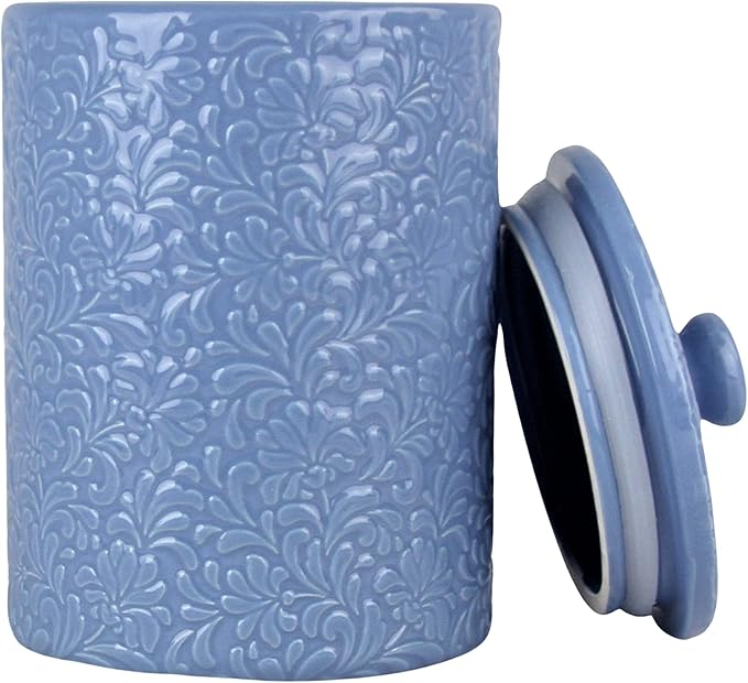 10 Strawberry Street Kitchen Canister, 3 Piece Set, Fleur Denim Blue