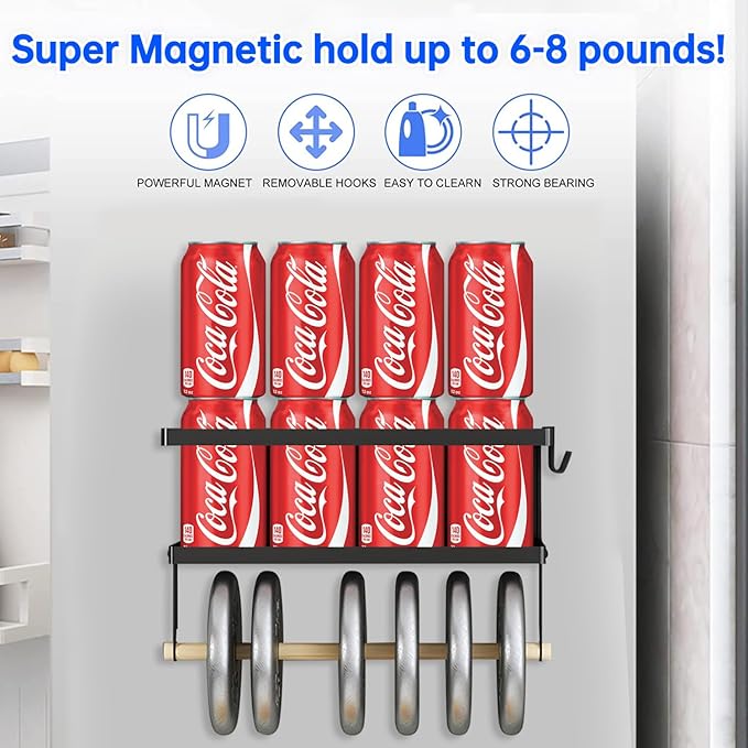 Magnetic Spice Rack for Refrigerator Magnetic Paper Towel Holder for Fridge Magnetic Shelf Magnetic Shelves 2 Hooks Fridge Magnet Organizer Spice Rack Seasoning Organizer Kitchen Storage