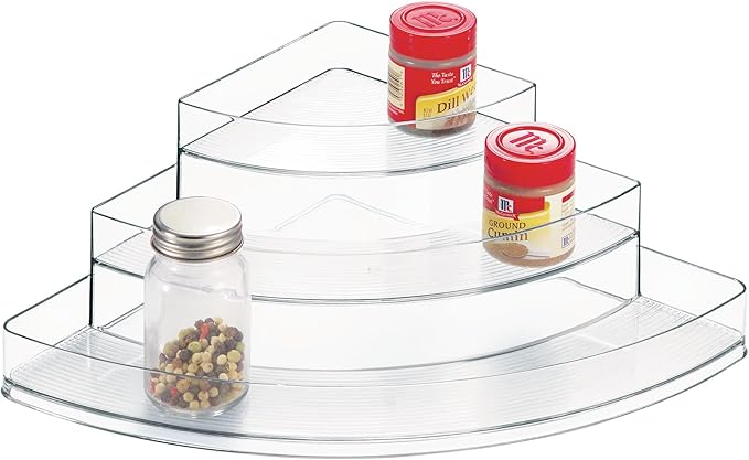 iDesign Corner Spice Rack Organizer for Countertop, Pantry, or Cabinet - Set of 2 - Clear