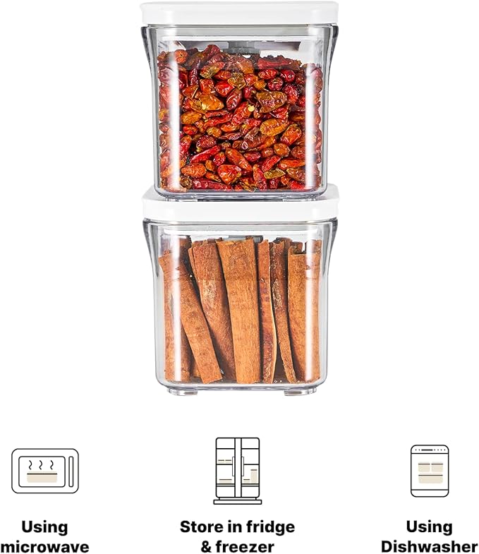 Premium Airtight Food Storage Containers, 2PC-SET(0.53qt), Smart One-Click Seal Lid, Patented Double Silicone Lining, 100% Leak Proof, BPA-FREE, Dishwasher, Freezer & Microwave Safe