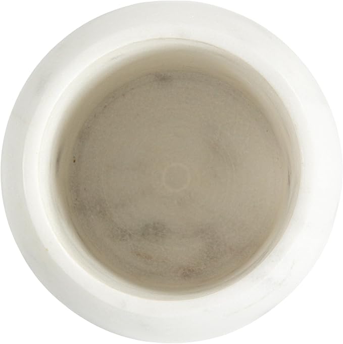 Creative Co-Op Marble and Mango Wood Pinch Pot with Lid, White and Natural