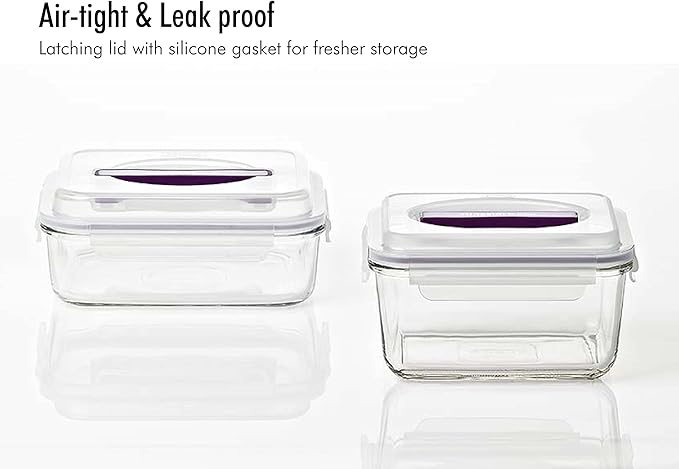 GLASSLOCK 91 Oz Glass Food Storage set of 2 – Large Capacity, Airtight & Leak-Proof, BPA Free Lid with Carry Handle, Microwave, Dishwasher, Fridge & Freezer Safe, Marinating, Sauce, Fruit Storage