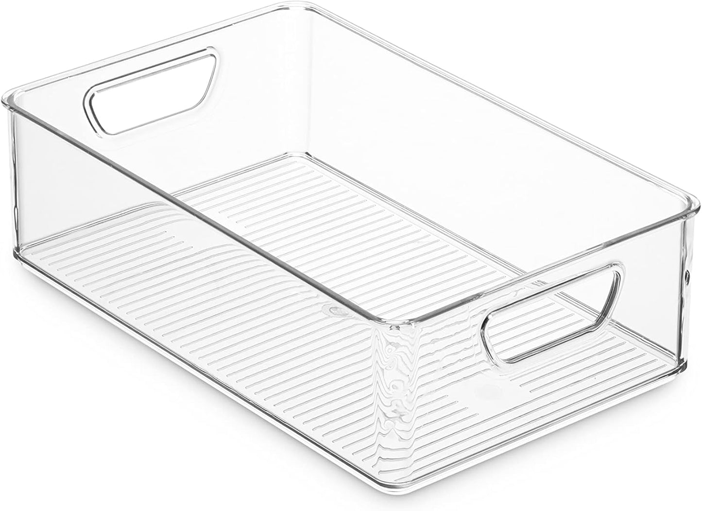 Munfix Set Of 16 Refrigerator Organizer Bins - Plastic Pantry Organization and Storage Baskets - Stackable Food Fridge Organizers with Cutout Handles for Freezer, Kitchen, Countertops, Cabinets
