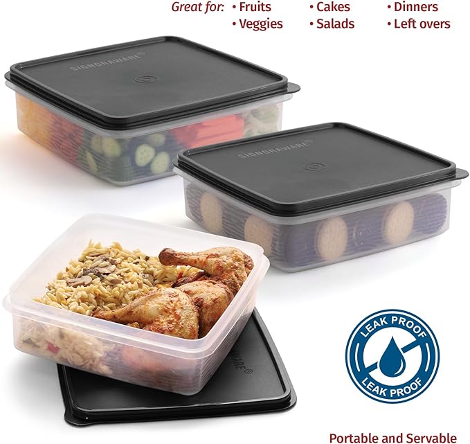 Plastic Storage Containers with Lids – 2-Pack 3L Cupcake Carrier – Leakproof Cookie Storage Containers Airtight – BPA-Free Plastic Containers with Lids for Food Storage, Meal Prep, Leftovers, Cupcakes