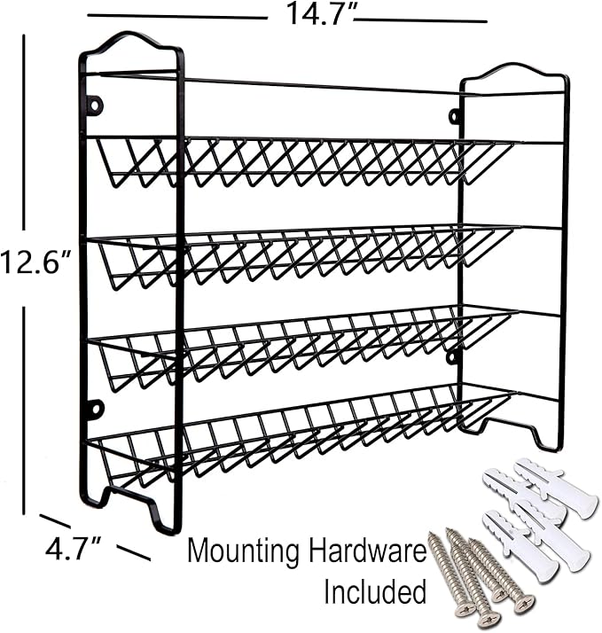 SWOMMOLY Spice Rack Organizer with 32 Empty Square Glass Spice Jars, 386 White Spice Labels with Chalk Marker and Funnel Complete Set, Seasoning Organizer for Countertop, Cabinet or Wall Mount