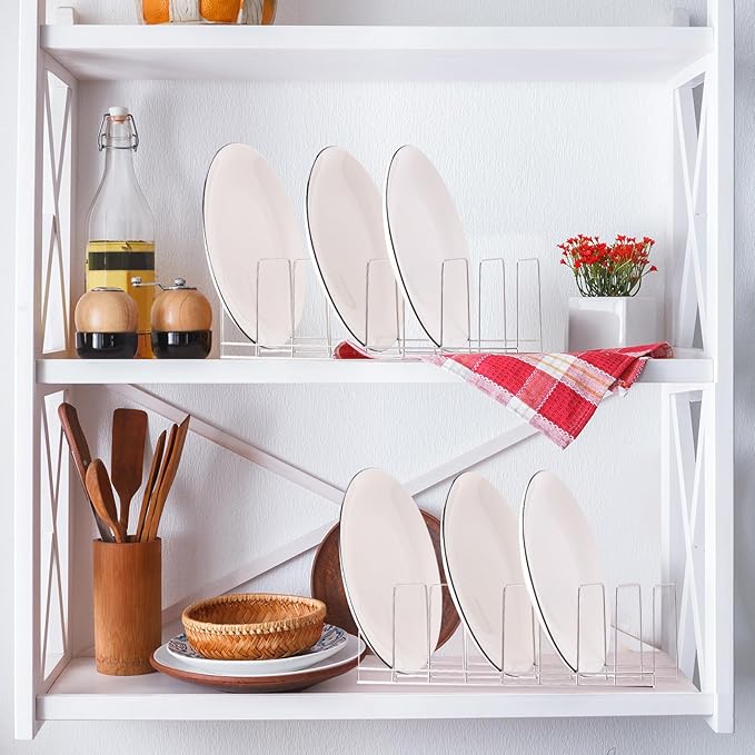 Tioncy 8 Pcs Lid Organizer for Cabinet Stainless Steel Kitchen Organizer Pan Shelf Cabinet Cutting Board Holder Lid Storage for Pot Pan Serving Trays Bakeware Dish Plate Christmas Container
