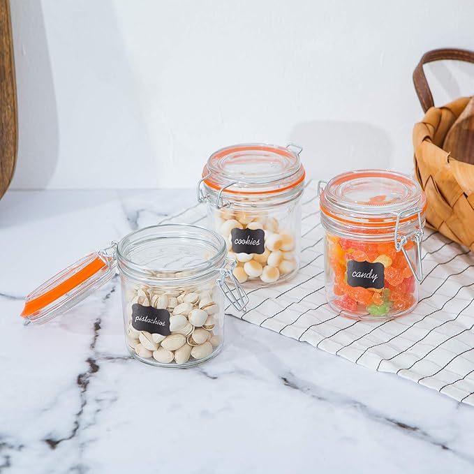 Encheng Glass Jars With Airtight Lids, Mason Jars 8 oz,Glass Jar With Leak Proof Rubber Gasket 250ml,Storage Jars With Hinged Lid for Home and Kitchen,Glass Containers With Lids 12 Pack