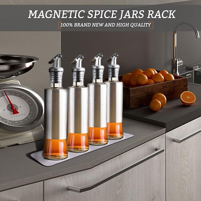 HexEh Silver Wall Mounted Base for Home Kitchen Spice Jars Supplies Stainless Steel Wall Kitchen Storage and Organization Plate Base