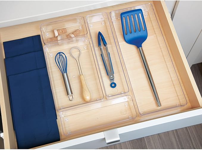 iDesign Plastic Drawer Organizer Bin - Storage for Kitchen, Bathroom, and Desk Drawers - Clear