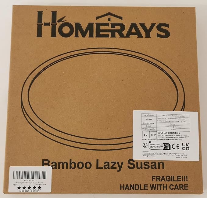 Lazy Susan Organizer Homerays 9 Inch Non-Skid Bamboo Lazy Susan for Kitchen Rotating Spice Rack for Kitchen Cabinet, Wood Turntable for Kitchen Countertop Organizer Black