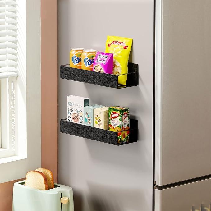 2 Pack Moveable Fridge Magnetic Spice Racks,Metal Cyan