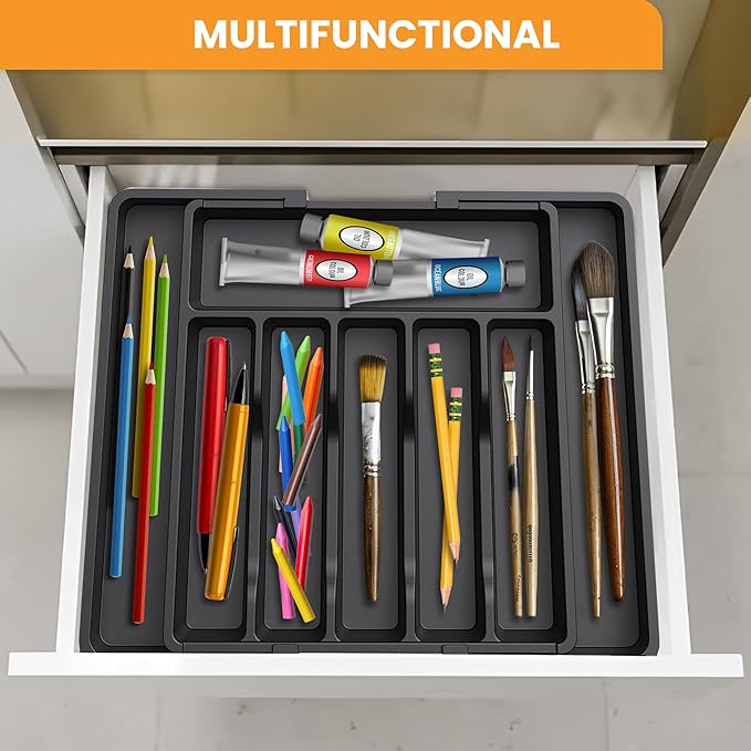 Adjustable Silverware Drawer Organizer - Utensil Drawer Organizer - Kitchen Organizers and Storage - Silverware Organizer - Kitchen Drawer Organizer - Utensil Organizer for kitchen Drawers