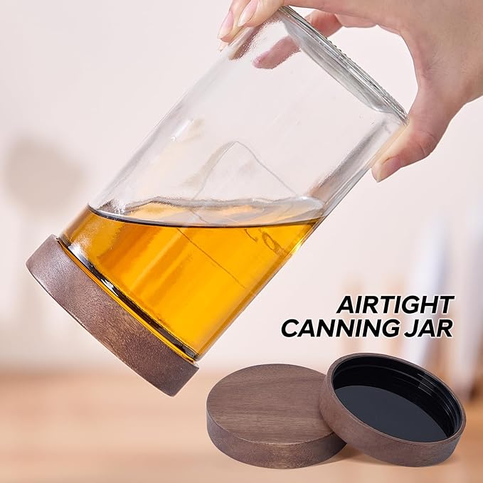 Glass Jars with Airtight Lid,Glass Jar with Acacia Lid,Glass Canisters with Airtight Lids, 8 Pack 24oz Glass Storage Containers with Labels for Tea,Sugar,Cookie,Coffee,Salt,Spices
