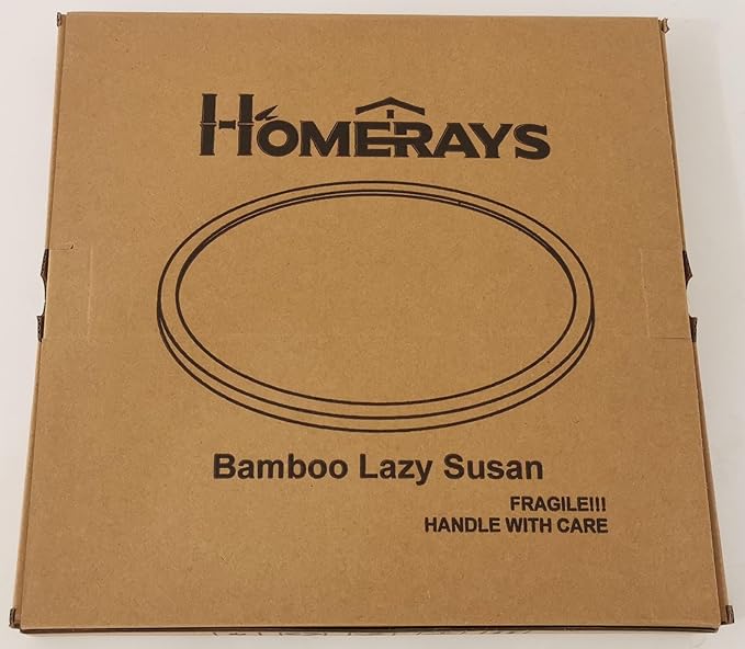 Lazy Susan Organizer Homerays 12 Inch Non-Skid Bamboo Lazy Susan for Kitchen Rotating Spice Rack for Kitchen Cabinet, Wood Turntable for Kitchen Countertop Organizer Black