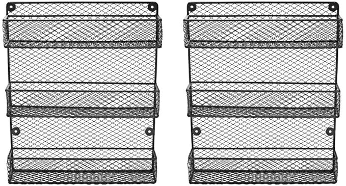 Wall Mount Spice Rack – 3-Tier Kitchen Storage Organizer Shelf, Space-Saving Design, Includes 2 Racks