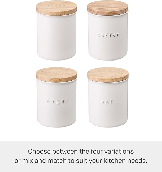 Yamazaki Home Tosca Ceramic Canister – Dry Food Kitchen Storage Container Organizer.,White