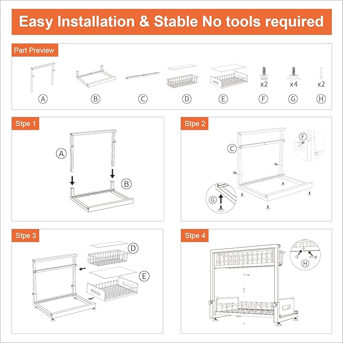 2 Pack Under Sink Organizers and Storage,Pull Out Cabinet Organizer,2-Tier Sliding Out Kitchen Basket Sink Shelf Cabinet Organizers Adjustable L Shape Counter Organizers for Bathroom Kitchen (Black)