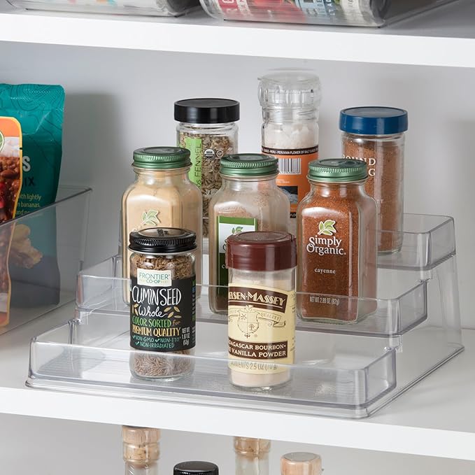 Oggi 3 Tier Spice Organizer & Pantry Storage- For Shelf, Kitchen Cabinet, Spice Rack, Pantry Organization and Storage, Clear Shelves