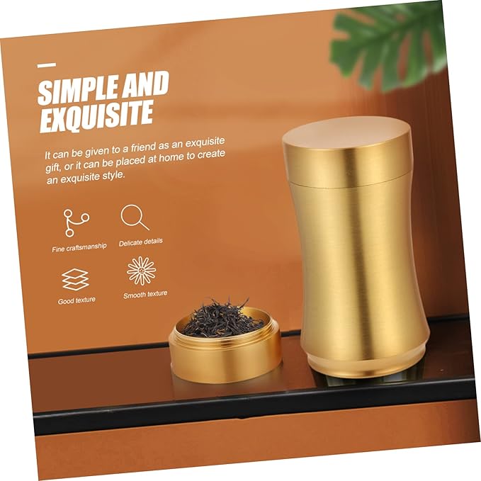 Zerodeko Tea Pot Copper Craft Coffee Bean Storage Tea Coffee Sugar Storage Container Delicate Storage Holder Delicate Tea Leaf Organizer Sealed Tin Cans Food Travel Portable Brass