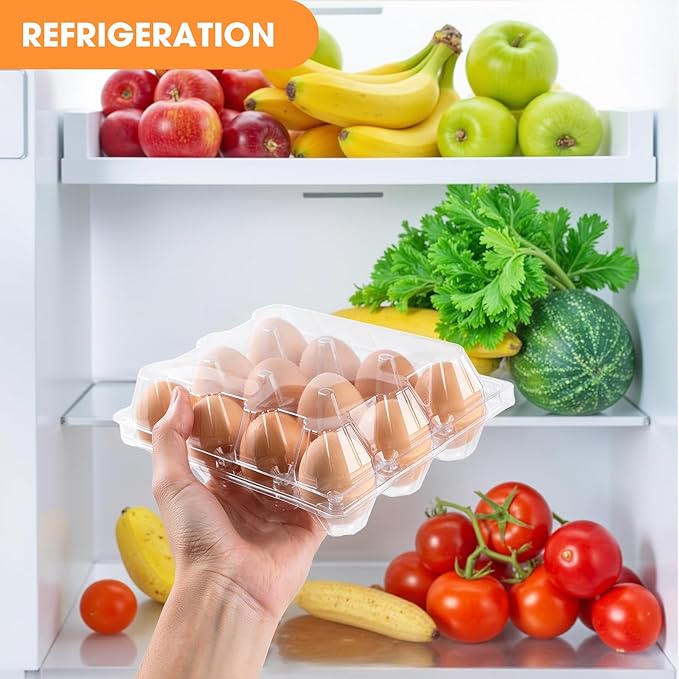 40 Pack Clear Plastic Egg Cartons, 2x6 Grids, 12 Count, 10.2 x 4 Inches, Reusable, Transparent, Shock-Absorbing, Perfect for Family, Farm, Market, Display