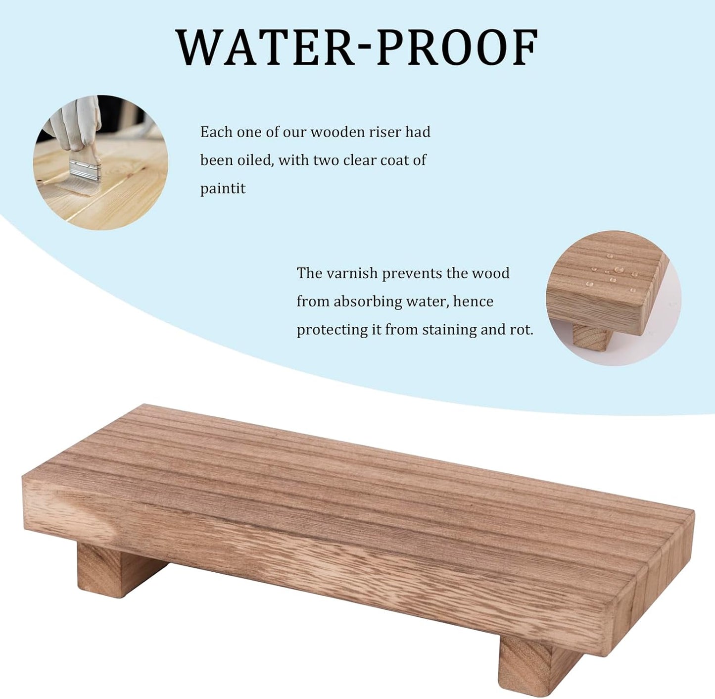 Small Wood Tray Pedestal Stand Farmhouse Bathroom Decor Decorative Wooden Riser Kitchen Soap Dish Holder for Vanity, Counter, Sink, Brown
