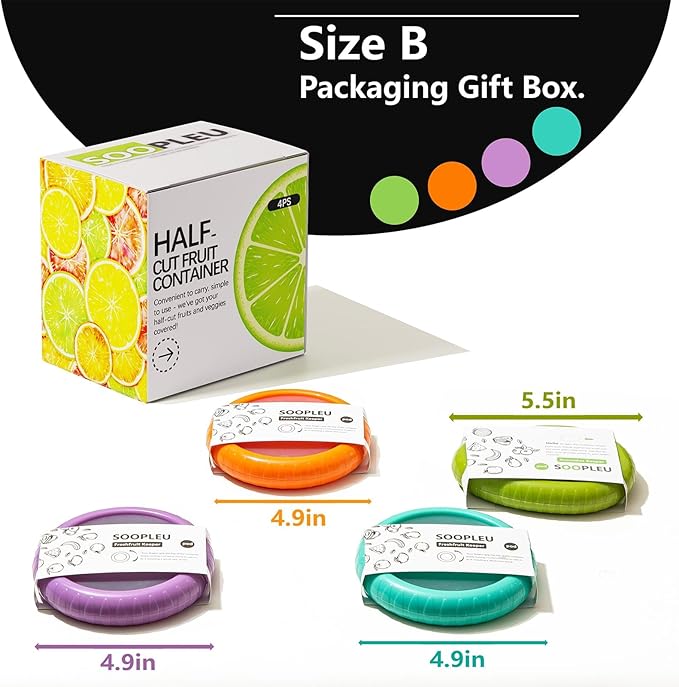 Avocado Saver & Onion Storage – 4-Pack Reusable Produce Containers for Fridge – Help Reduce Food Waste Keepers for Tomato, Garlic, Lemon, and Cut Fruits