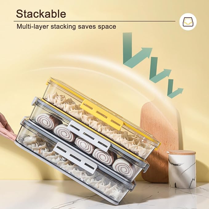 CottonColors Fridge Organizer, Food Storage Containers With Lids for Timer & Drain Board Stackable Refrigerator Organizers and Storage(Short, Small, 1.5 L)