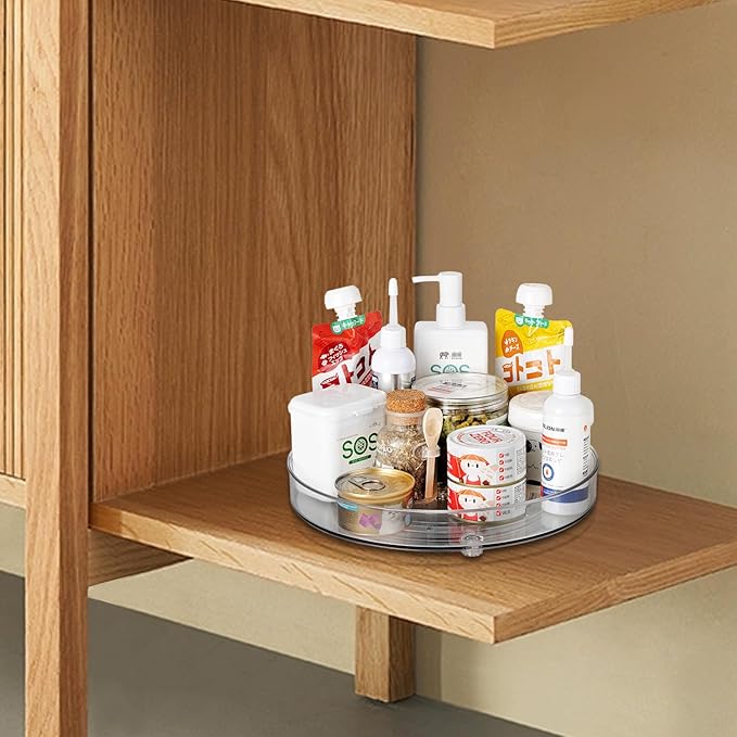 Amolliar Lazy Susan Organizer, 9"+ 11" 6 Pack, Turntable for Cabinet, Kitchen, Fridge, Countertop, Vanity, Bathroom, Pantry Organizer, Rotating Tray Condiment, Spice Spinner Rack, Under Sink Organizer