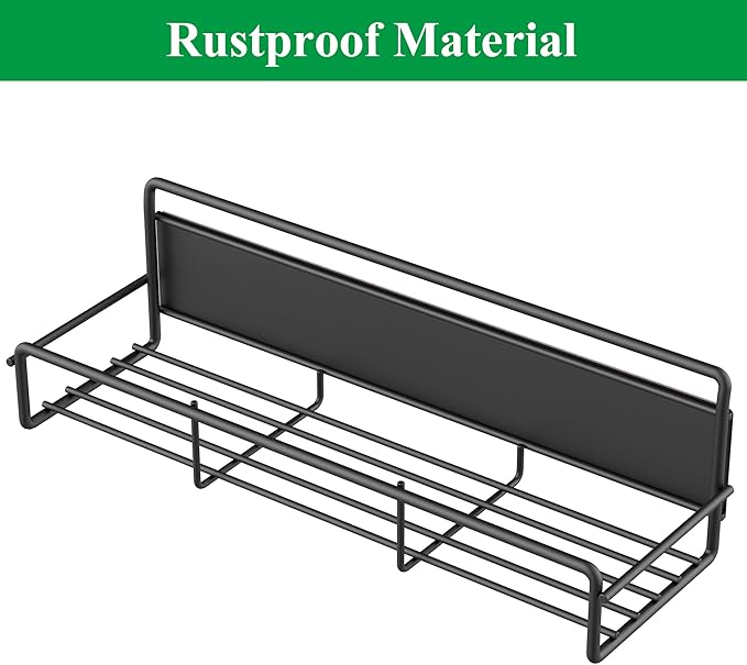 6 Pack Magnetic Spice Rack Organizer for Refrigerator and Microwave Oven, Metal Fridge Shelf for Kitchen, Matt Black