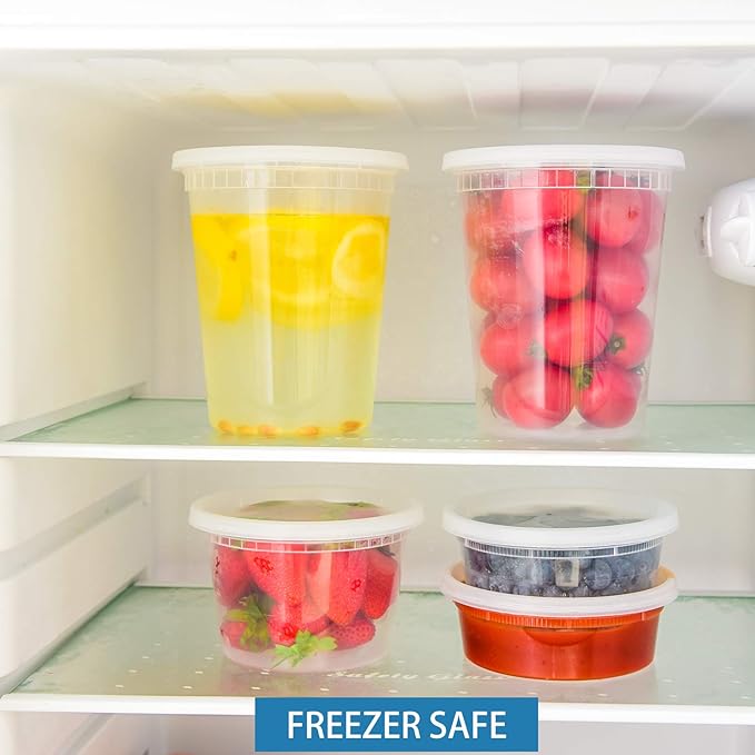 TashiBox [8 oz,16oz,32oz,48Sets,16Sets each size Plastic food storage containers with lids airtight,BPA Free,Microwave/Dishwasher/Freezer Safe