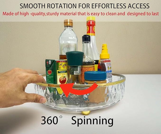 Baimuli Lazy Susan Organizer for Cabinet 2 Pack, 10.6" Clear Lazy Susan Turntable Rotating Organizer, Plastic Organization and Storage Spinning Spice Rack for Kitchen, Bathroom, Pantry, Fridge, Table