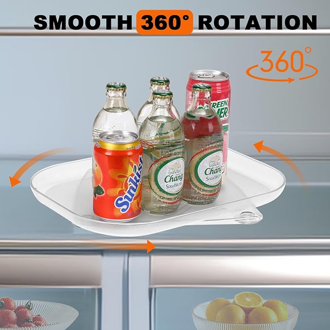 Lazy Susan Rectangle Turntable Organizer for Refrigerator,Rotating Turntable Organizer for Fridge Cabinet, Dining Table,PantryStorage, Countertop13.7 x 10.2 x 1.2 inches,Clear,1 Pack