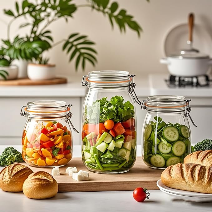 16 oz Wide Mouth Glass Jars with Airtight Lids,6 Pack Pickle Jar Clear Canister for Canning,Preserving,Fermenting,Pickling