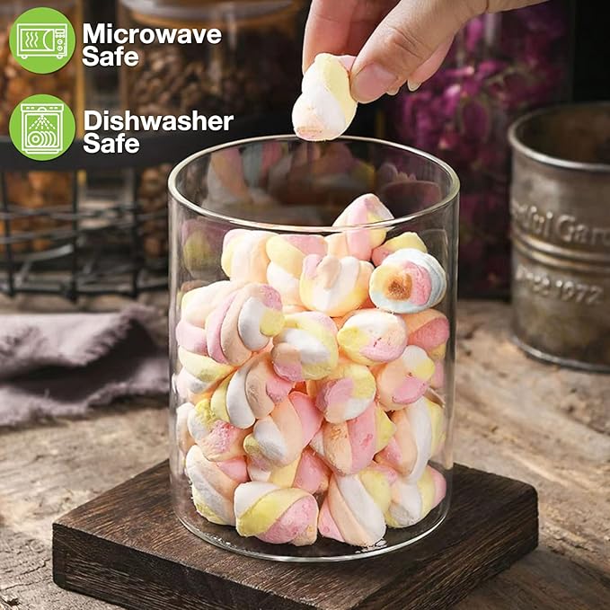 Glass Storage Jars with Bamboo Lid, 27 OZ Airtight Food Storage Jar with Labels, Clear Kitchen Canisters for Candy, Cookie, Rice, Coffee Beans, Snacks, Spices