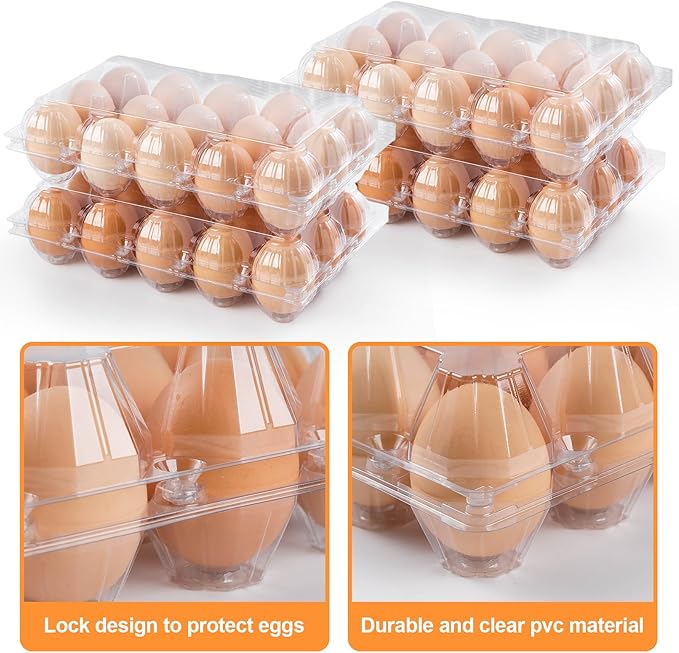 55 Pack Egg Cartons Cheap Bulk 15 Count,Clear Plastic Bulk Egg Cartons for Chicken Eggs,Reusable Egg Carton for Home Ranch Chicken Farm Market Display,Medium Egg Holder,Egg Containers for Fresh Eggs