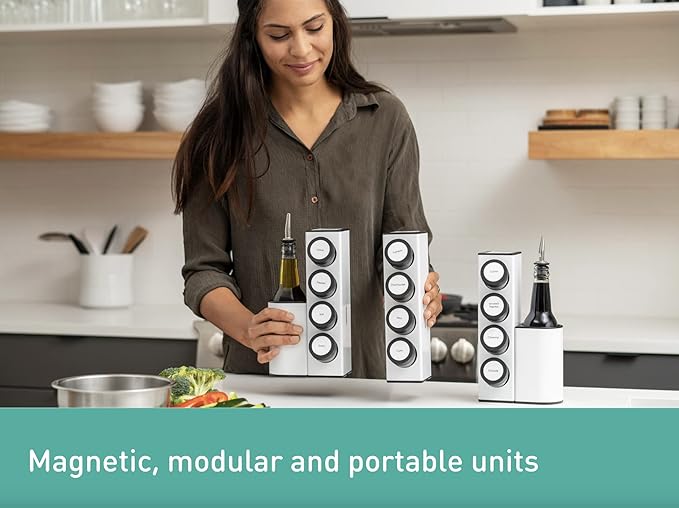Prepdeck Chef Caddy Spice Rack - Seasoning & Oil Organizer - Spice Labels & Blank Labels, Kitchen Counter Organization and Storage (Pro)