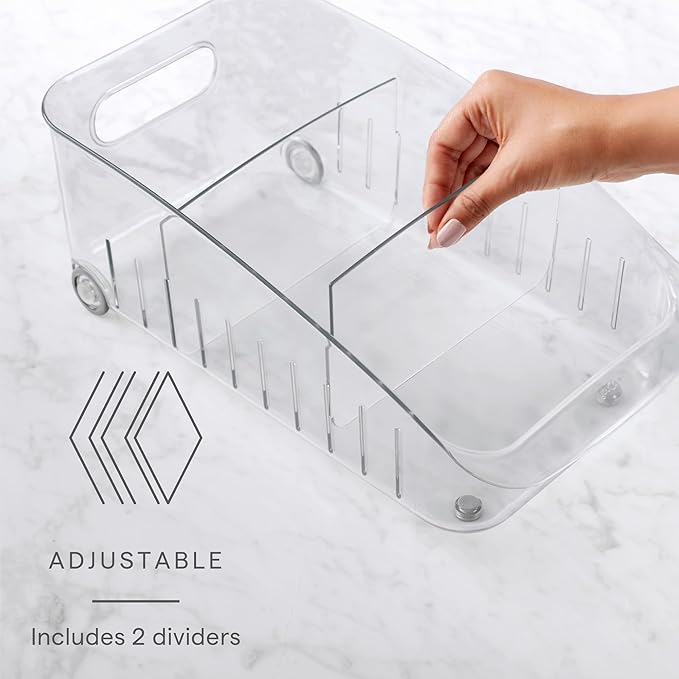YouCopia RollOut® Fridge Drawer 8", Fridge Organizer and Storage, Clear BPA-Free Refrigerator Bin with Adjustable Dividers