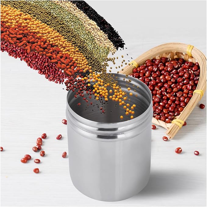 Food Storage Jar, Stainless Steel Sealed Storage Jar, Airtight Kitchen Food Storage Container, Portable Coffee Grounds Container for Beans (Small size)
