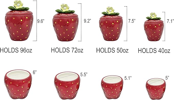 Tuscany Strawberry Shaped, Set of 4 Canisters, 83501 by ACK