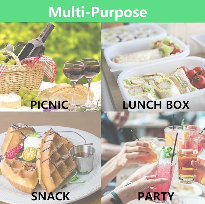 10 Sets Double Compartment Condiment Container for Dip, Sauce, Sampling and Travel Snacks (Includes 5 Pairs Disposable Gloves)