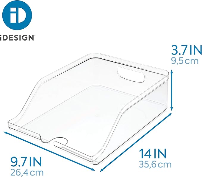iDesign Crisp Plastic Refrigerator and Pantry Soda Bin, Modular Stacking Food Storage Box for Pop, Sparkling Water, Beer, Canned Goods, BPA Free, 14.03" x 10.4" x 3.75", Clear